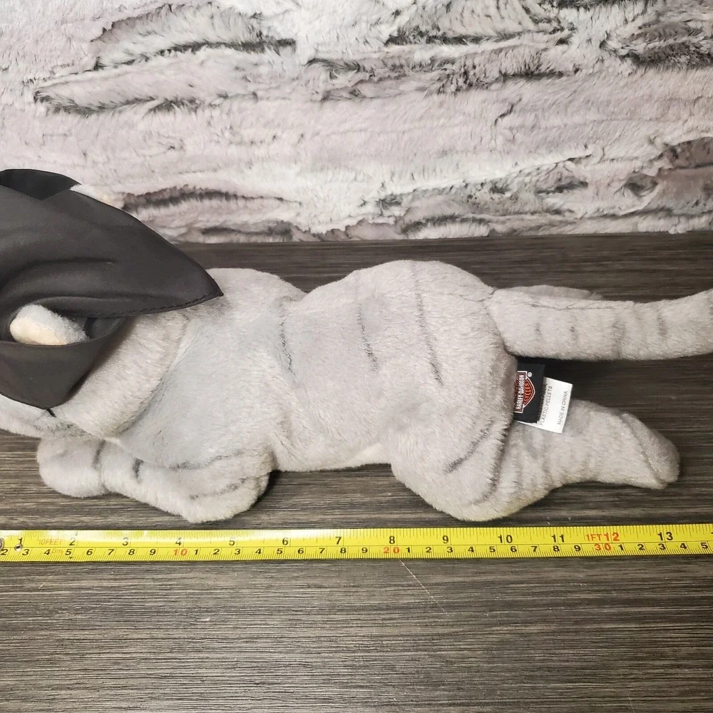 EUC - Harley Davidson Grey Stripped Tabby Cat Kitty Plush‎ Gray Stuffed Animal